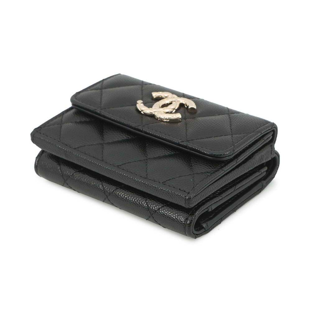 CHANEL Black Caviar Leather Logo Wallet - Picture 2 of 13